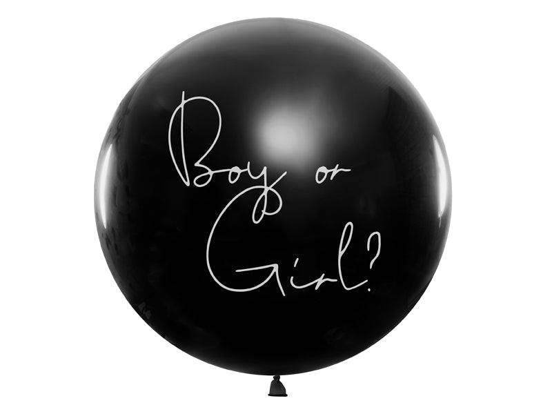 PartyDeco Gender Reveal Ballons Mädchen – schwarz/weiss – Ø 100 cm – Latex – 1 Stk