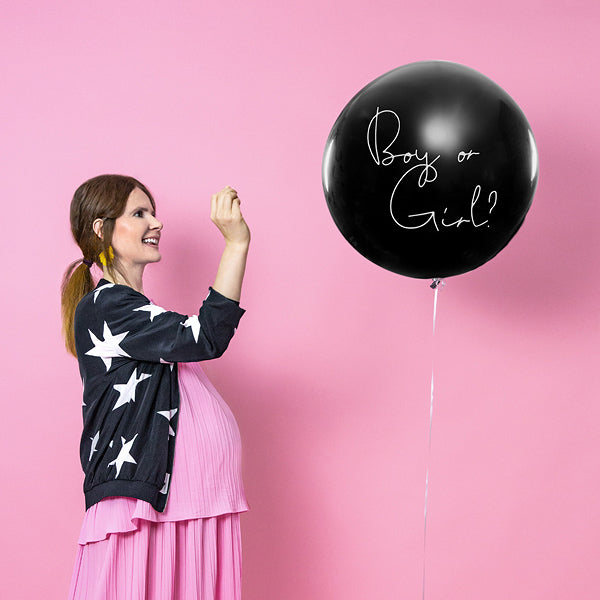 PartyDeco Gender Reveal Ballons Junge – Schwarz/Weiss – Ø 100 cm – Latex – 1 Stk