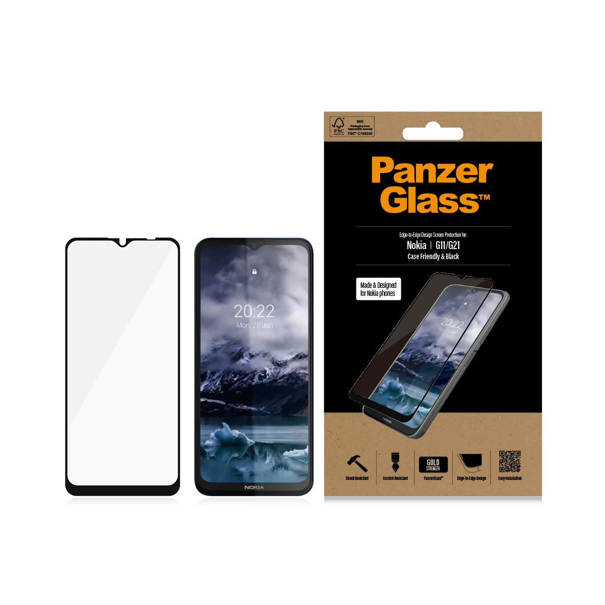 PanzerGlass Displayschutz (Panzerglas), Case Friendly – für Nokia G11/G21