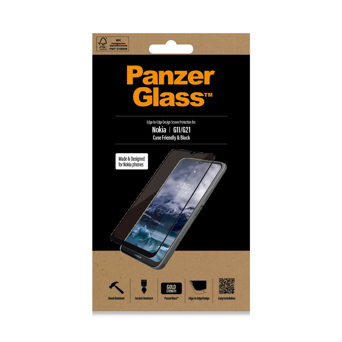 PanzerGlass Displayschutz (Panzerglas), Case Friendly – für Nokia G11/G21