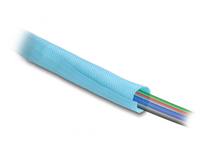 DeLOCK Kabelschlauch, Ø 19 mm × 5 m, Polyester, selbstschliessend, hitzebeständig, wiederverwendbar – Blau