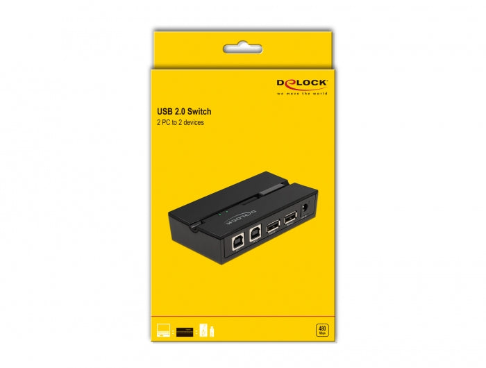 DeLOCK 11492 – 2-Port USB 2.0 Switch – 0,48 Gbit/s, Tasten