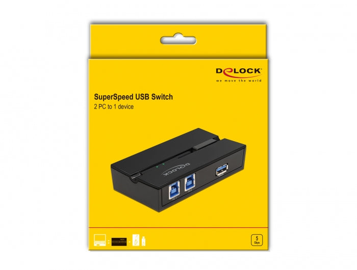 DeLOCK 11495 – 2-Port USB 3.0 Switch – 5 Gbit/s, USB-A/USB-B, Tasten