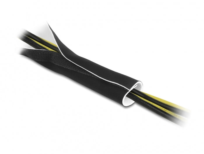 DeLOCK Kabelschlauch – Ø 35 mm – 3 m – Neopren – Schwarz/Weiss, Klettverschluss
