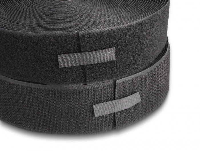 DeLOCK Klettband 15 m × 50 mm, schwarz