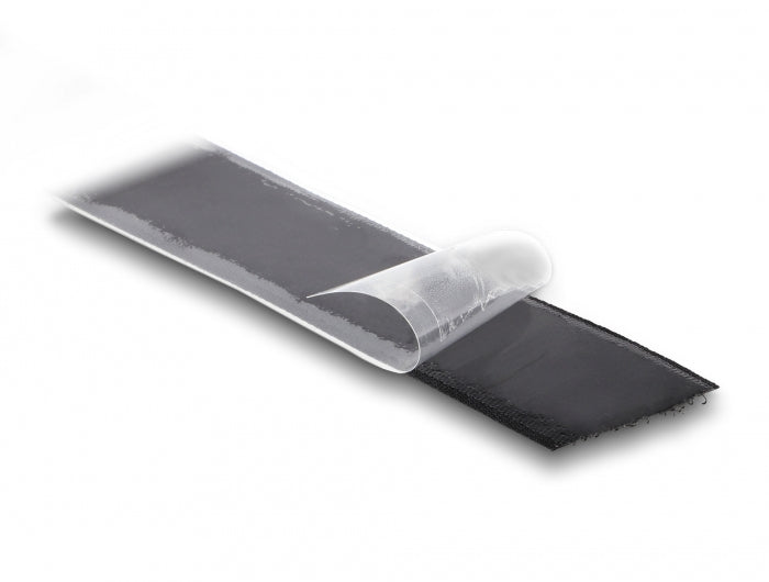DeLOCK Klettband – 25 mm × 25 m, Schwarz, Nylon/Polyester, Selbstklebend, 1 Stück