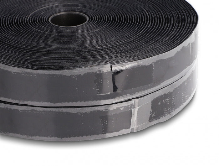 DeLOCK Klettband – 25 mm × 15 m, schwarz, selbstklebend, 1 Stk.