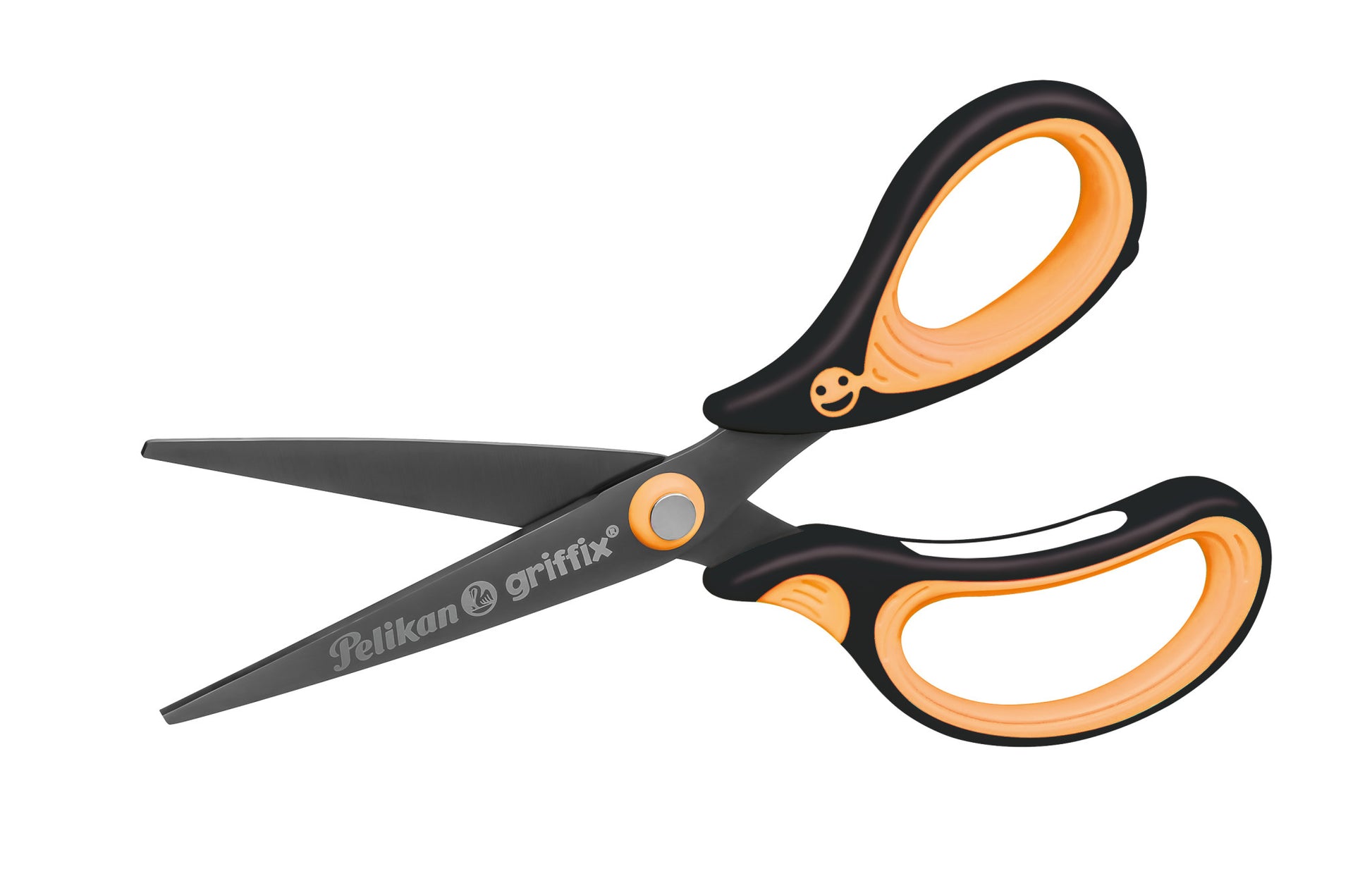 Pelikan Griffix Kinderschere – ergonomischer Griff, Namensschild, Schwarz/Orange