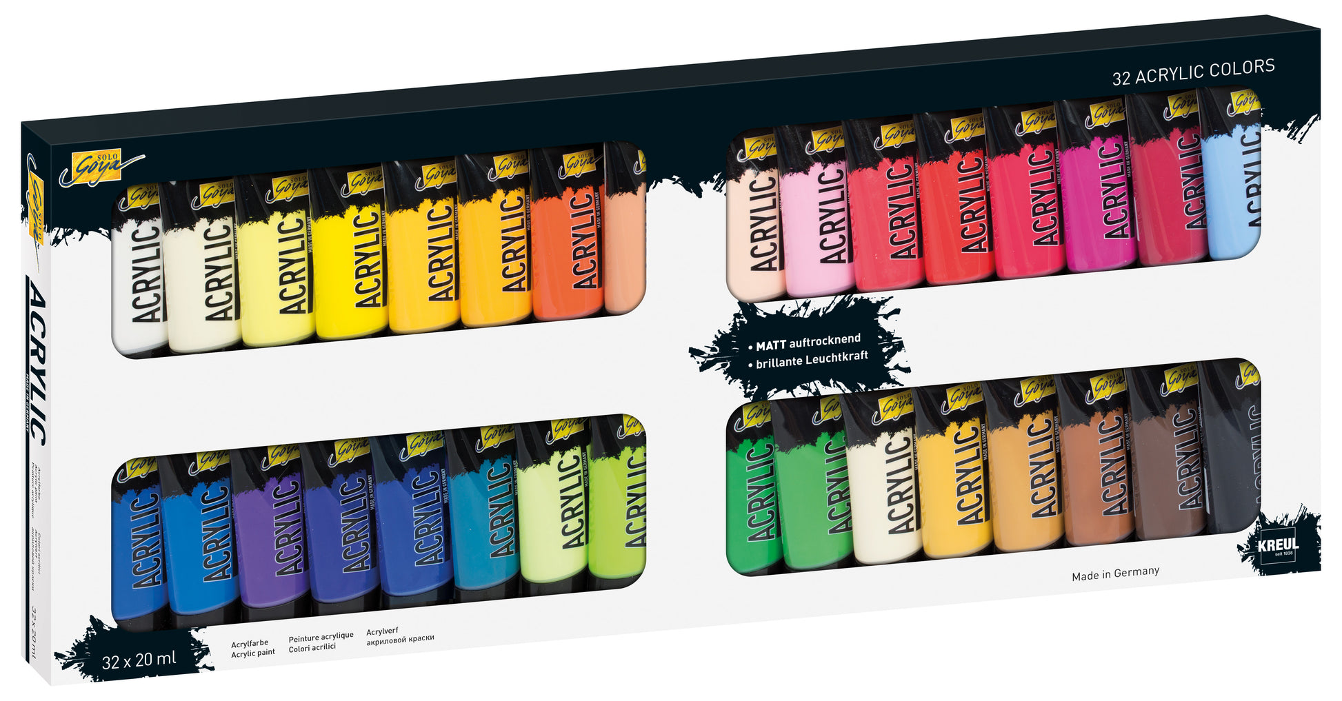 KREUL Acrylfarbe – 32×20 ml (640 ml) – für Papier, Holz, Metall