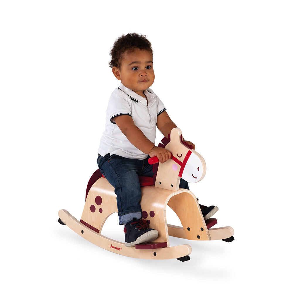 JANOD Schaukelpferd Pony – max. 17 kg – 62 × 43,5 × 33,5 cm – 1 Stück – ab 1 J. – Holz – holzfarben – FSC