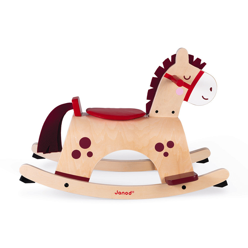 JANOD Schaukelpferd Pony – max. 17 kg – 62 × 43,5 × 33,5 cm – 1 Stück – ab 1 J. – Holz – holzfarben – FSC