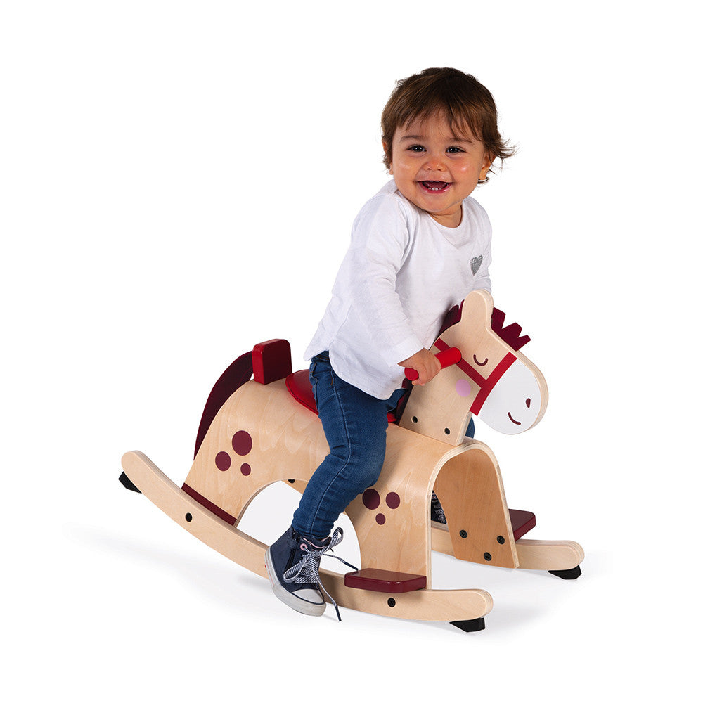 JANOD Schaukelpferd Pony – max. 17 kg – 62 × 43,5 × 33,5 cm – 1 Stück – ab 1 J. – Holz – holzfarben – FSC
