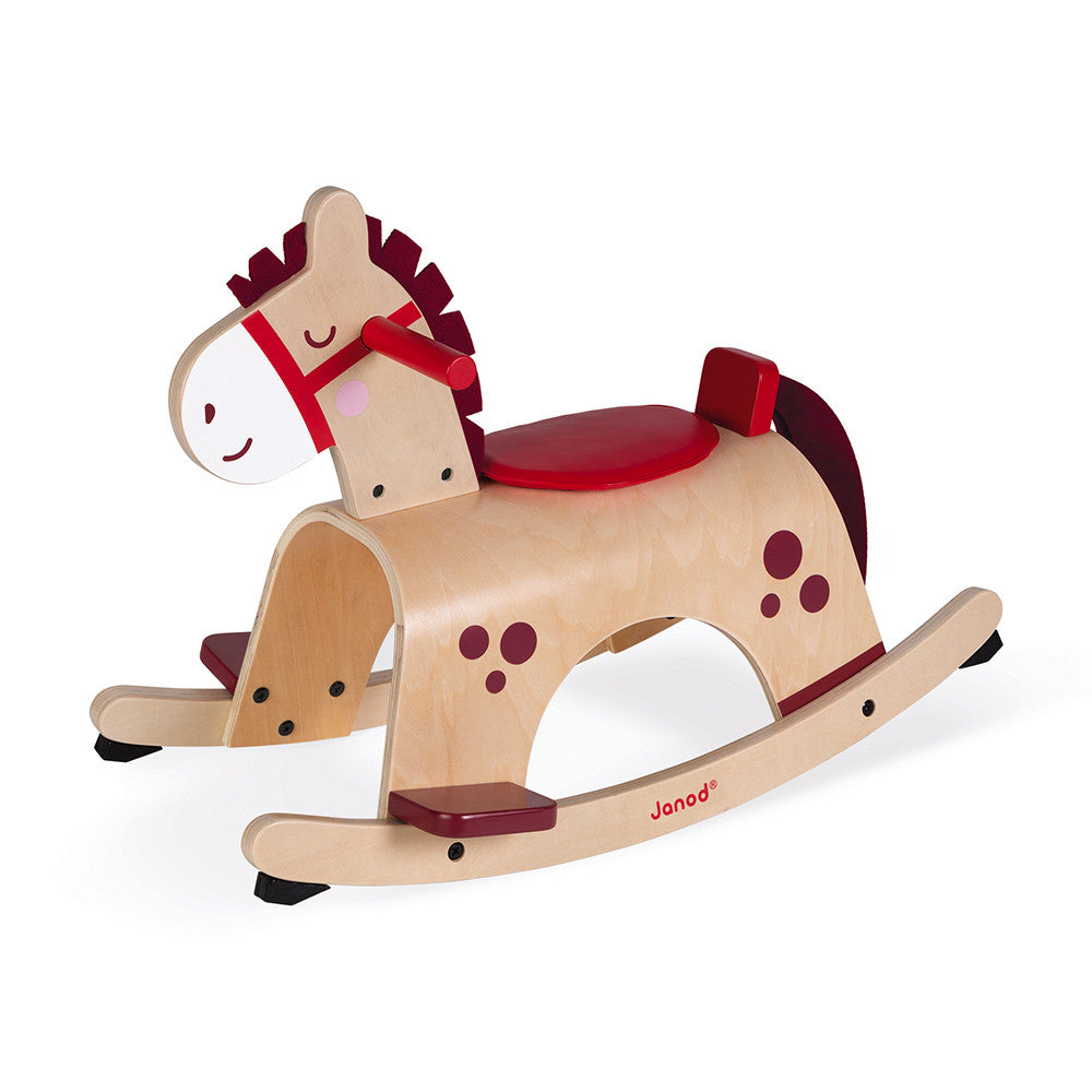 JANOD Schaukelpferd Pony – max. 17 kg – 62 × 43,5 × 33,5 cm – 1 Stück – ab 1 J. – Holz – holzfarben – FSC