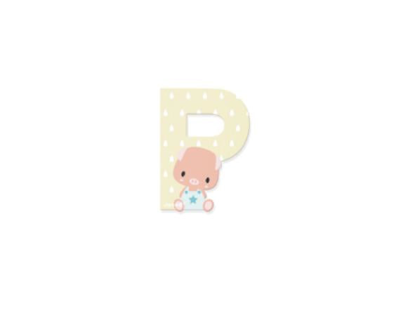 JANOD Pure Buchstabe P – 5,4 × 7,4 × 0,7 cm – MDF, hellgelb