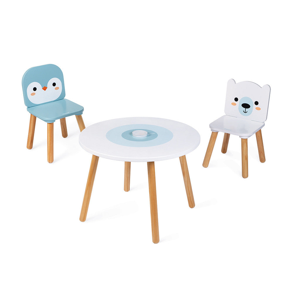 JANOD 3-teiliges Bistro-Set – Weiss, Hellblau, Nature – Holz – für den Innenbereich