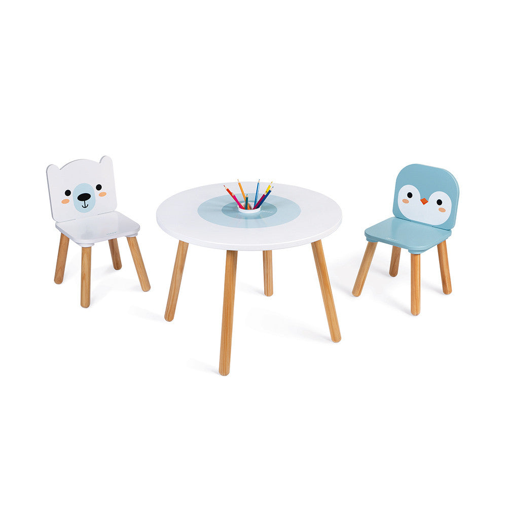 JANOD 3-teiliges Bistro-Set – Weiss, Hellblau, Nature – Holz – für den Innenbereich