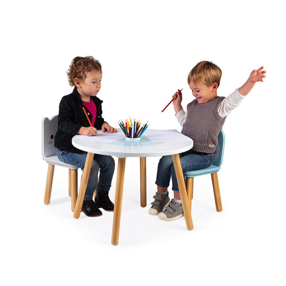 JANOD 3-teiliges Bistro-Set – Weiss, Hellblau, Nature – Holz – für den Innenbereich
