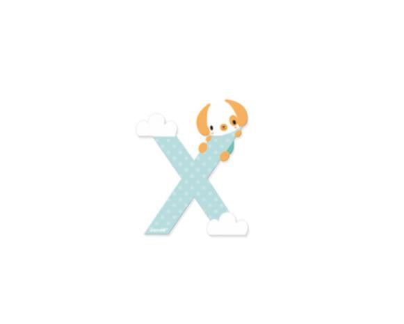 JANOD Buchstabe – X, 8,1 × 9,8 × 0,7 cm – MDF, hellblau