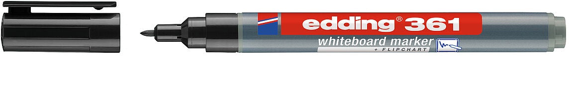Edding Whiteboard-Marker 361 – Rundspitze 1 mm – Schwarz – Trocken abwischbar