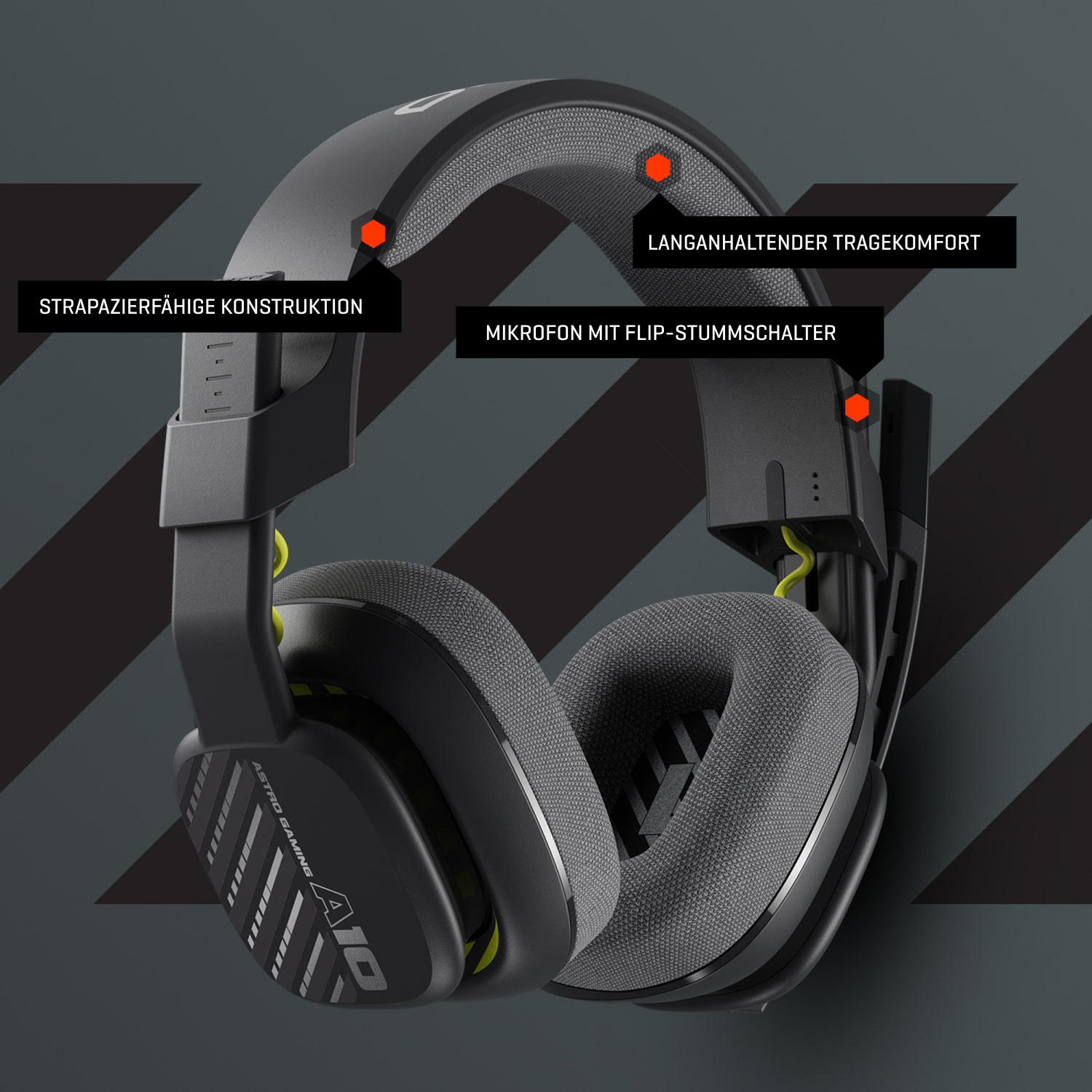 ASTRO Gaming A10 Gaming-Headset – Over-Ear, Stereo, Kabelgebunden, 3,5 mm Klinke, Schwarz