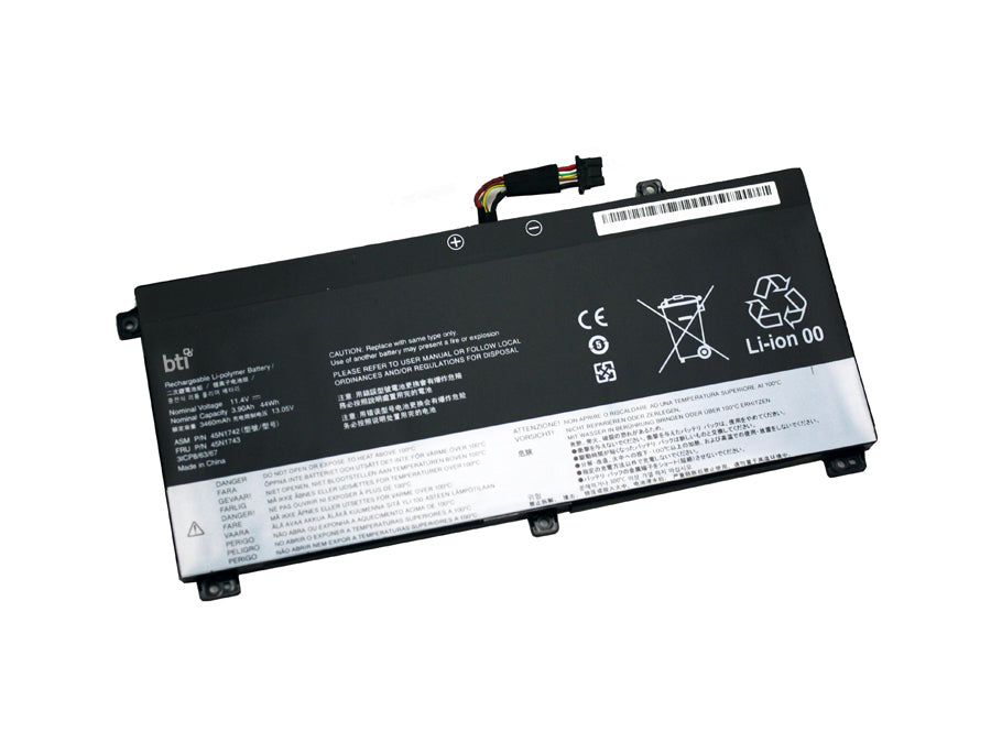 BTI Notebook-Akku – für Lenovo ThinkPad T550 – 44 Wh, 11,4 V (3 Zellen) – Schwarz