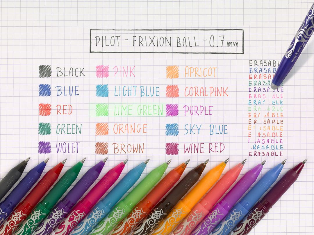 Pilot Rollerball-Mine FriXion für Ball, Clicker, LX + 1 weitere – 0,7 mm, löschbar, geruchsarm, 3 Stk.