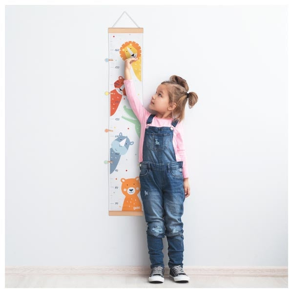 Goki Messlatte Tierfreunde – für 70–160 cm – Textil & Holz, mehrfarbig