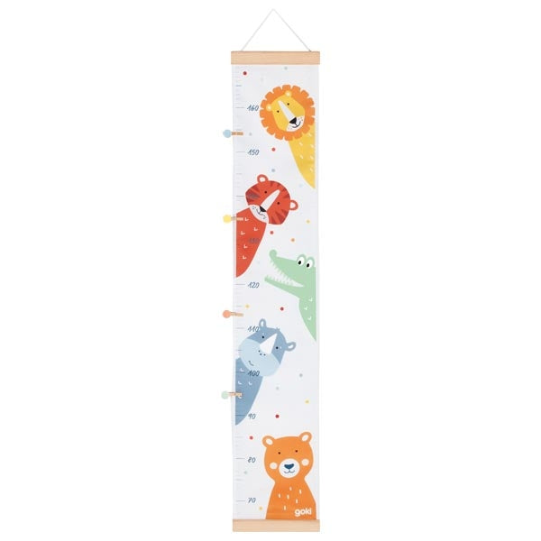 Goki Messlatte Tierfreunde – für 70–160 cm – Textil & Holz, mehrfarbig