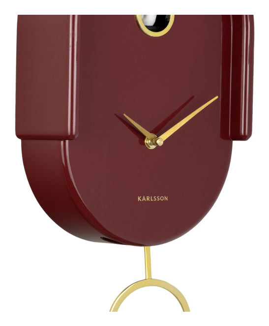 Karlsson Wanduhr Tweet – 20 × 42 × 8,5 cm, Weinrot, Kunststoff