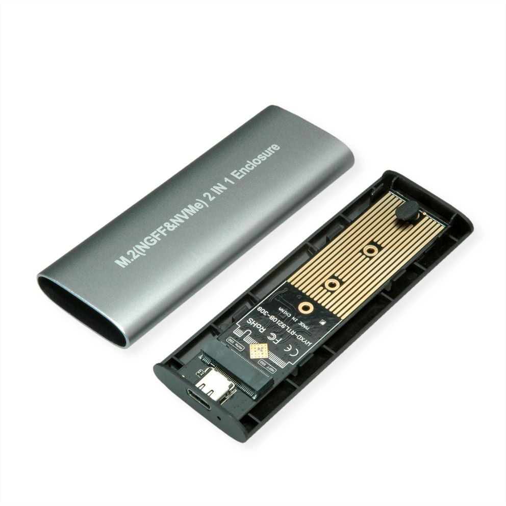 VALUE M.2 SSD-Gehäuse – 1-Bay – USB 3.2 Gen 2 Typ C, für M.2 2242/2260/2280 (M-Key, NVMe)