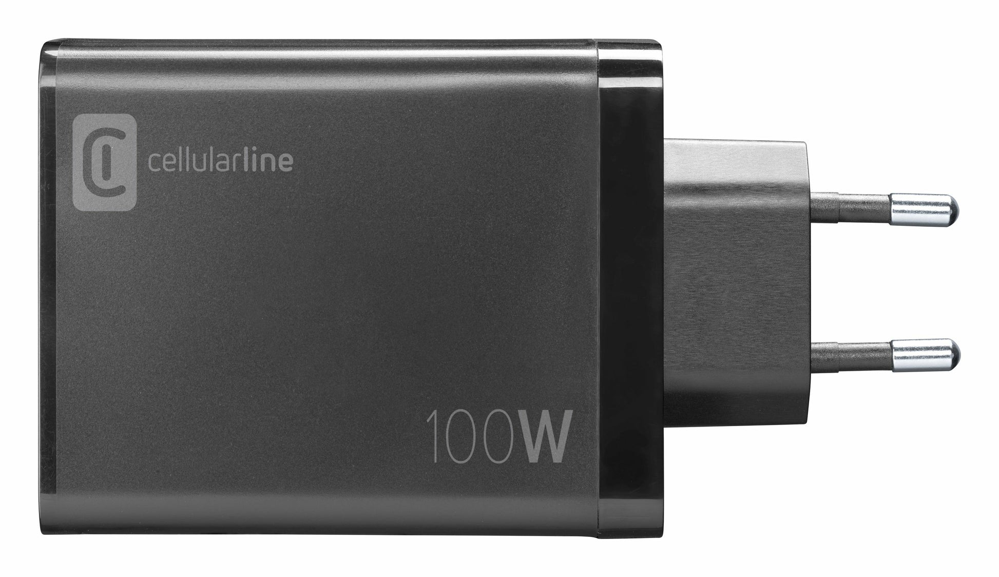 Cellularline NANO GAN USB-Ladegerät 100 W – USB-C×1, USB-A×1 – PD, GaN – Schwarz