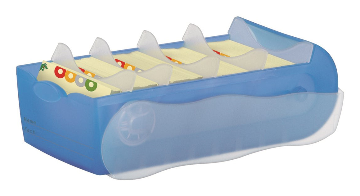 HAN Karteikasten Croco – für A7 – mit Deckel, für 100 Karten, Kunststoff, blau transparent