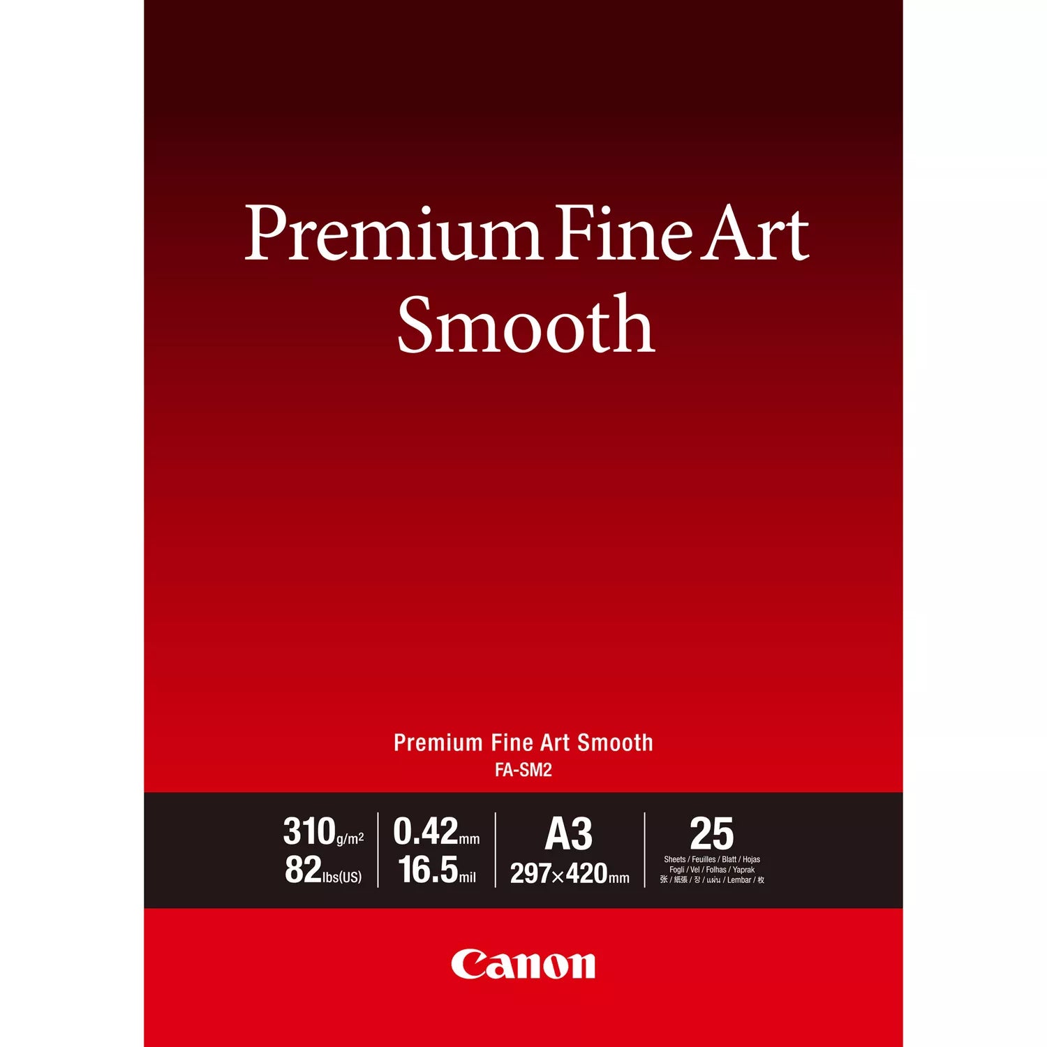 Canon Premium Fine Art Smooth Fotopapier – A3, 310 g/m², 25 Blatt, 100% Baumwolle – für Canon LUCIA PRO Tinten