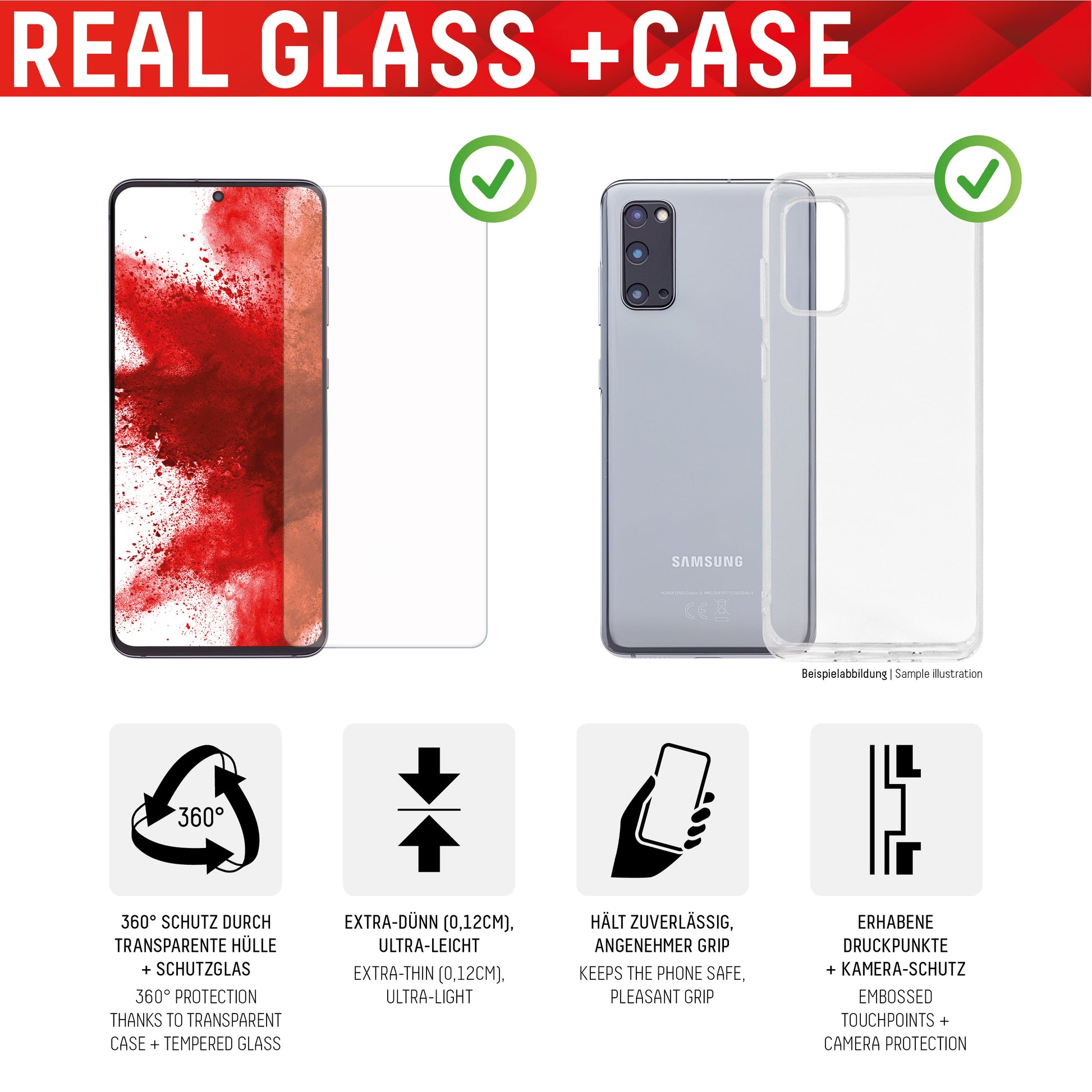 Displex Displayschutz (Panzerglas), 10H – für Galaxy S22+ – mit Applikator