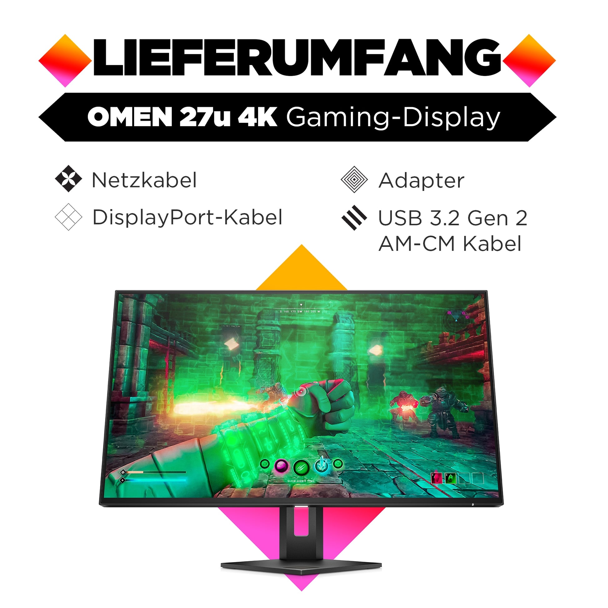 HP OMEN 27u – 27", 3840 × 2160 (4K), IPS, 144 Hz, DisplayHDR 400