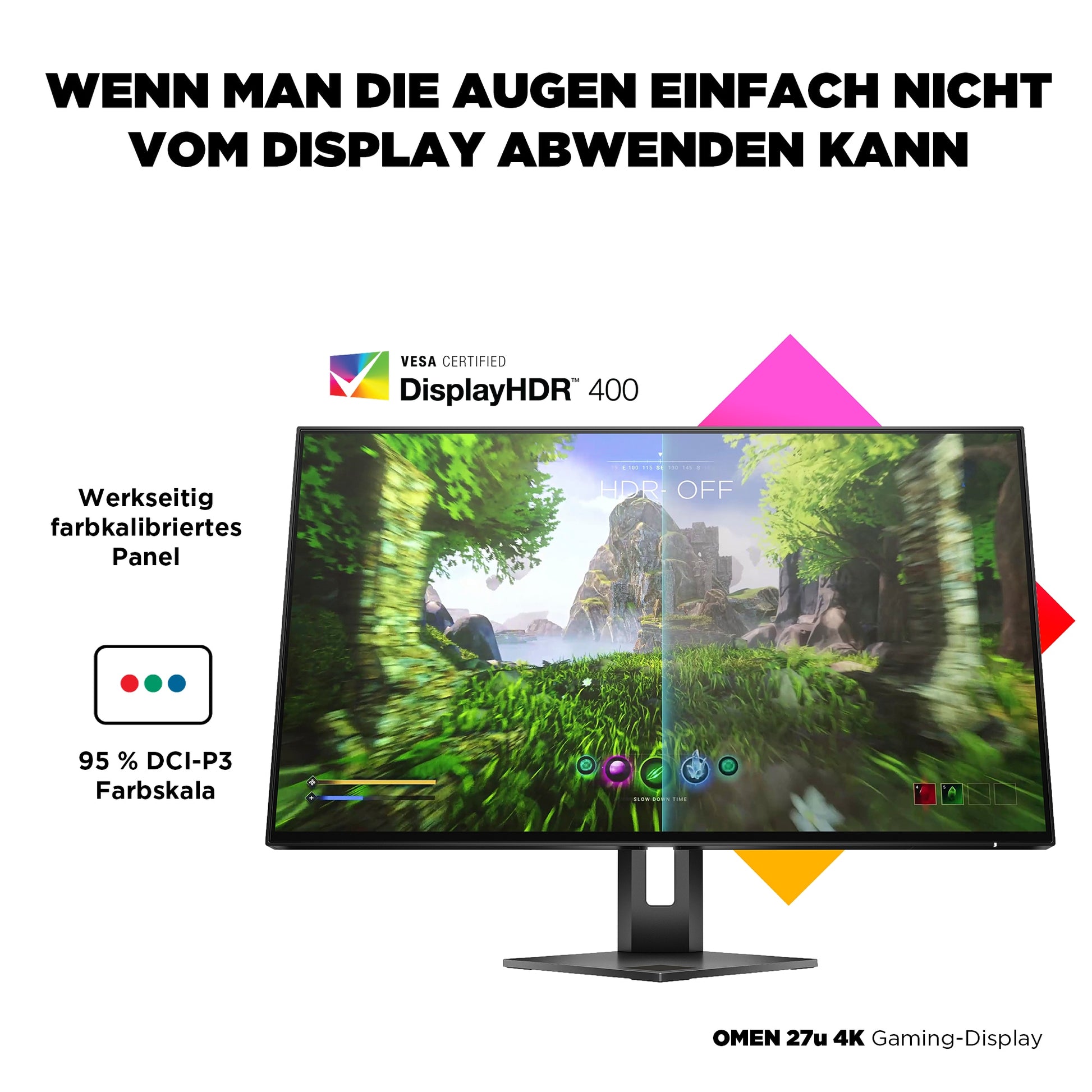 HP OMEN 27u – 27", 3840 × 2160 (4K), IPS, 144 Hz, DisplayHDR 400