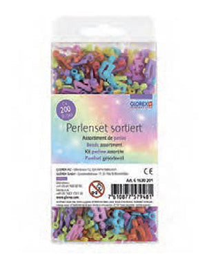 GLOREX Perlenmischung, Acryl – Mehrfarbig – 200 Stk. – Buchstaben