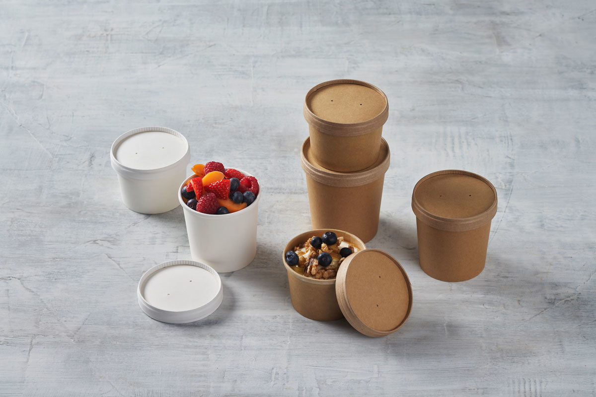 BioPak Schale/Runde Schüssel Ronda, Papier/Karton, rund – 240 ml, braun – 25 Stk.
