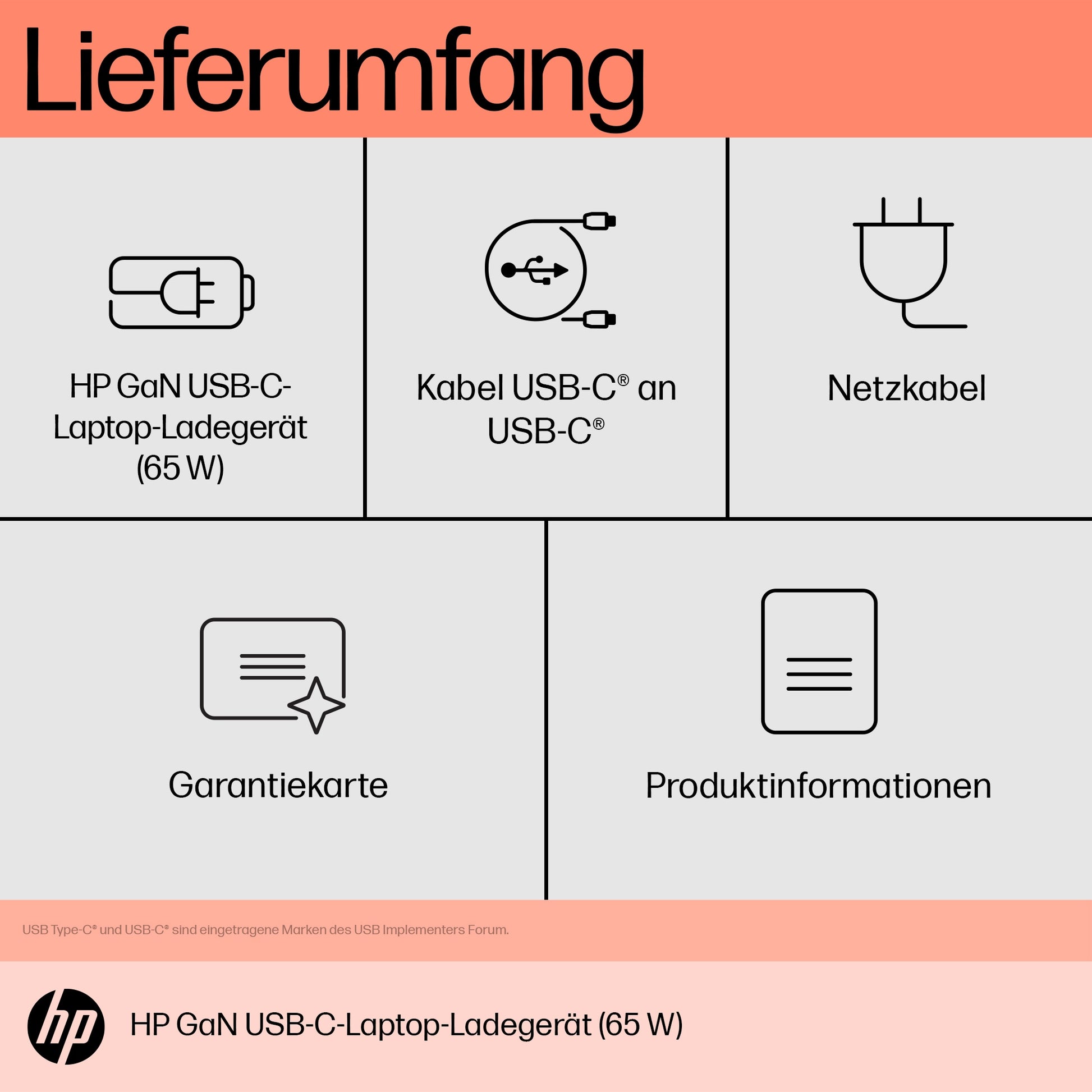HP Netzteil – 65 W, 5, 9, 12, 15, 20 V – Schwarz
