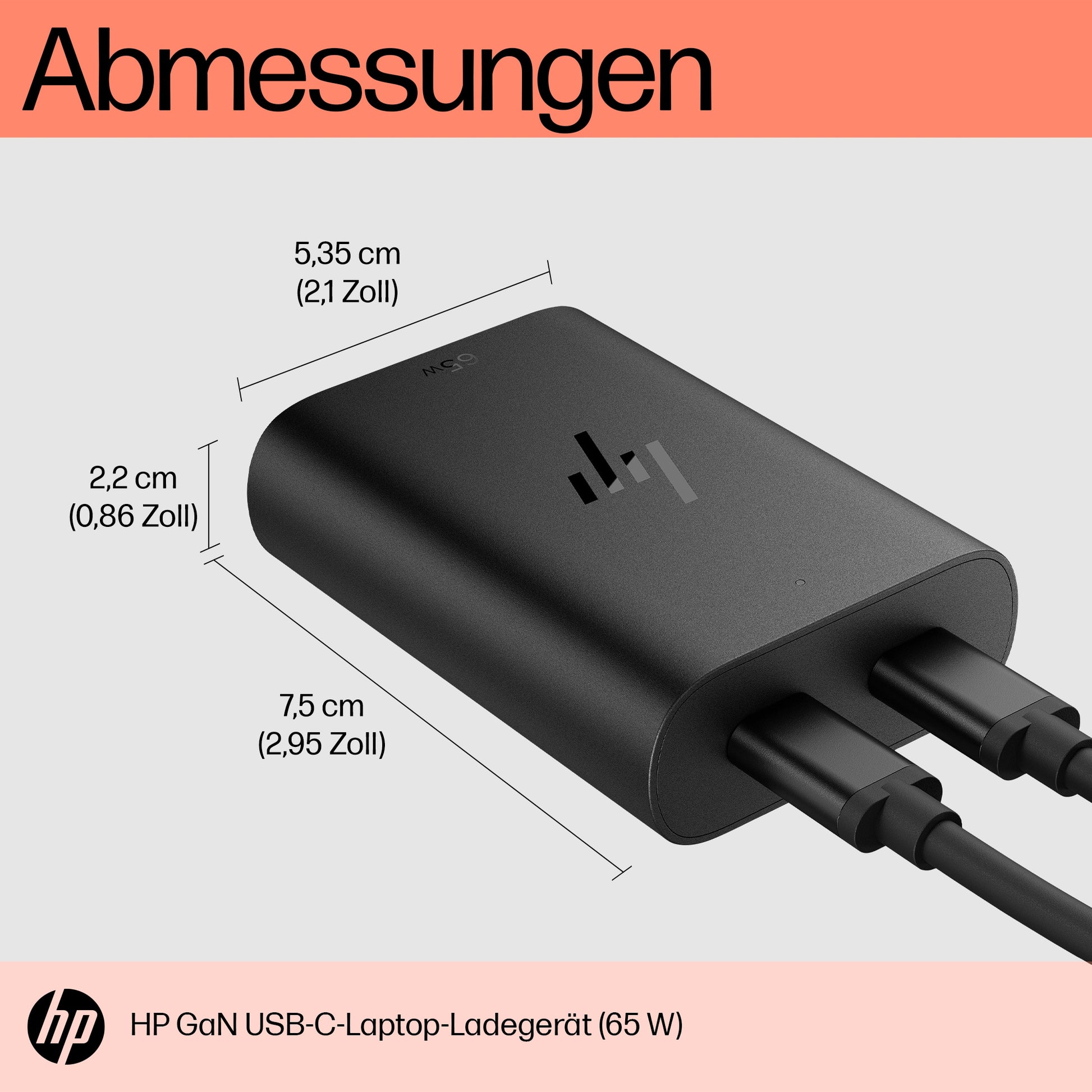 HP Netzteil – 65 W, 5–20 V – Schwarz