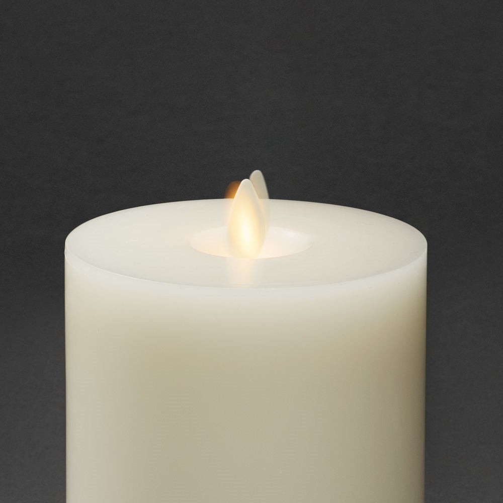 Konstsmide LED Echtwachskerze – 16 Stk., Ø 8 × 15 cm, 0,06 W, warmweiss, dimmbar, beige, Timer