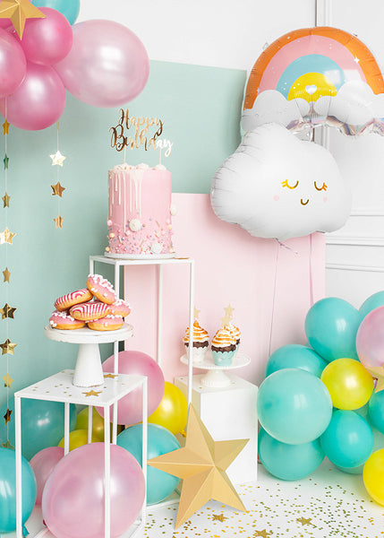 PartyDeco Folienballon Wolke – Weiss – 51 × 35,5 cm – 1 Stk