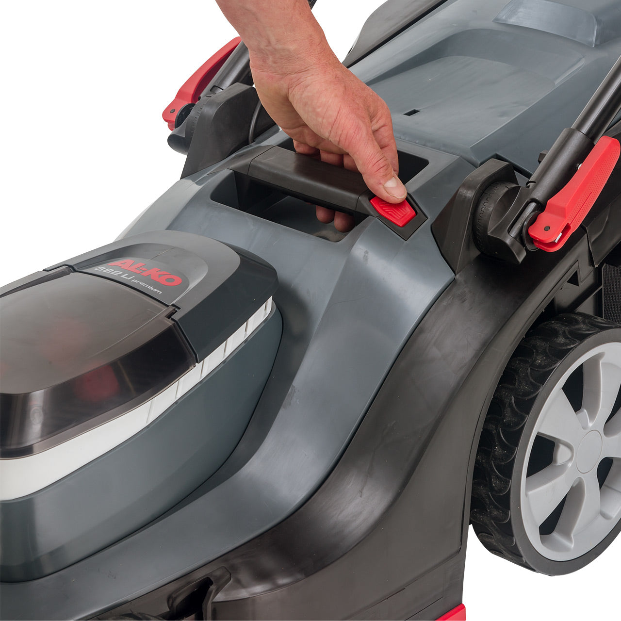 AL-KO Akku-Rasenmäher 382 Li Premium – 18 V, Schnittbreite 38 cm, Grasfangkorb 45 l, inkl. 2 × 5 Ah Akku