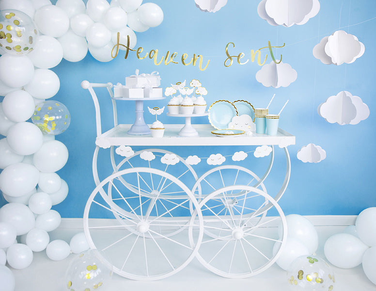 PartyDeco Papierstrohhalme, 19,5 cm, Hellblau/Weiss – 10 Stk.