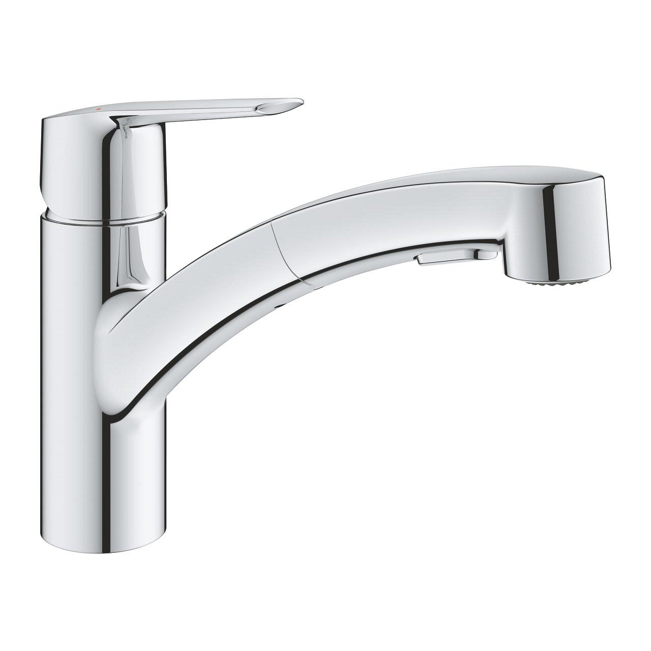 GROHE Start – Einhebelmischer, 5,1 × 22,7 × 18,1 cm, Messing, Chrom, ausziehbare Brause