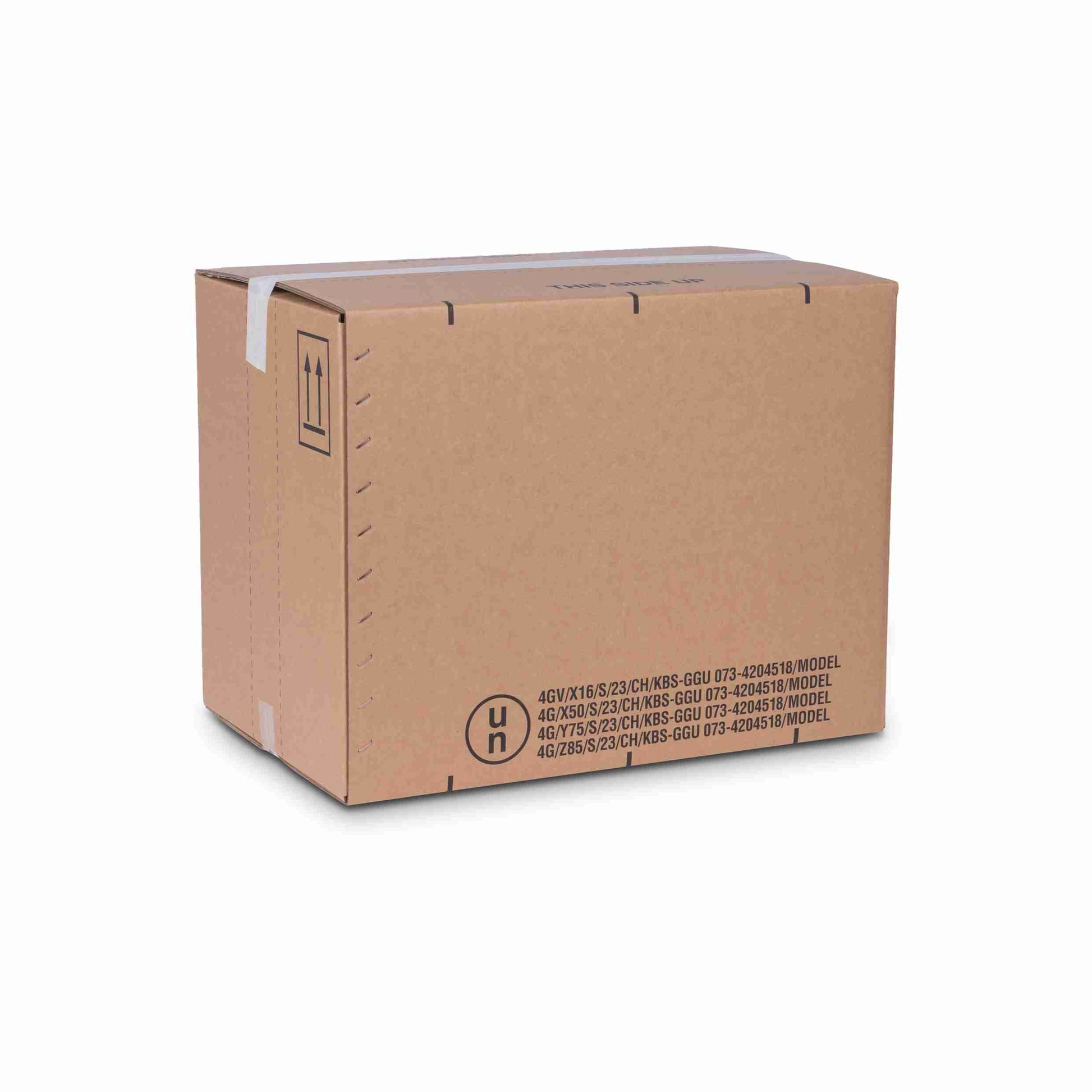 Model Versandverpackung – für Gefahrgut UN90/85 – 570 × 370 × 430 mm, braun, max. 40 kg, selbstklebend – 1 Stk., ab 60 Stk.