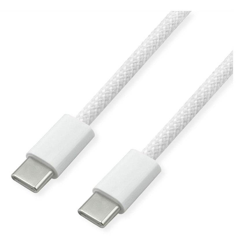 VALUE USB-C auf USB-C Kabel – USB 2.0 (480 Mbit/s) – 3 m – PD 60 W – Goldstecker – Weiss