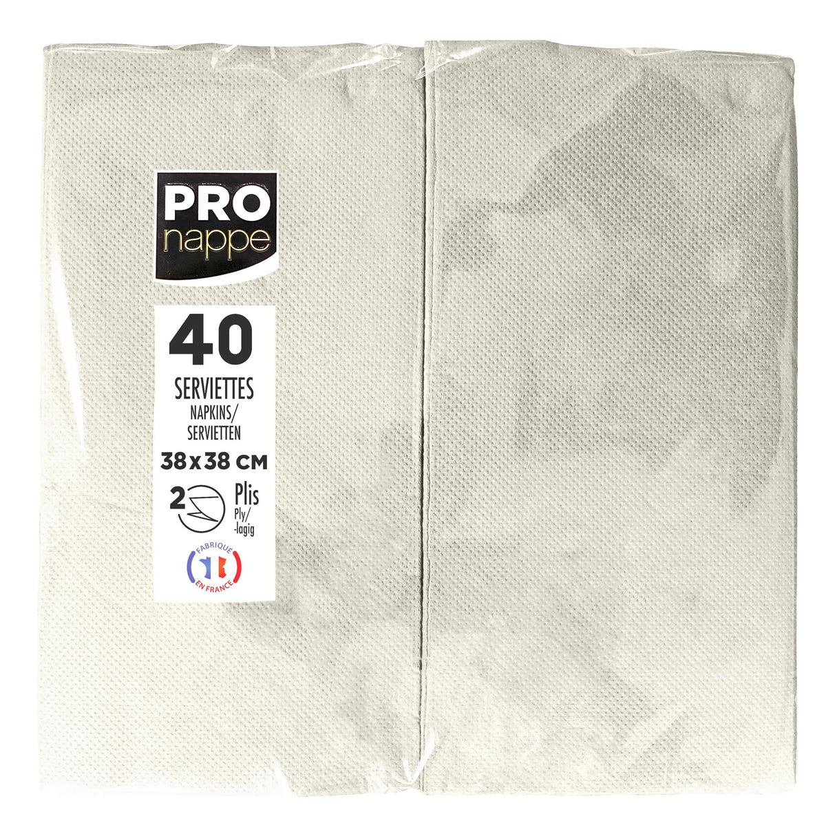 PRONAPPE Servietten elfenbein – 38 × 38 cm, 2-lagig – 40 Stück