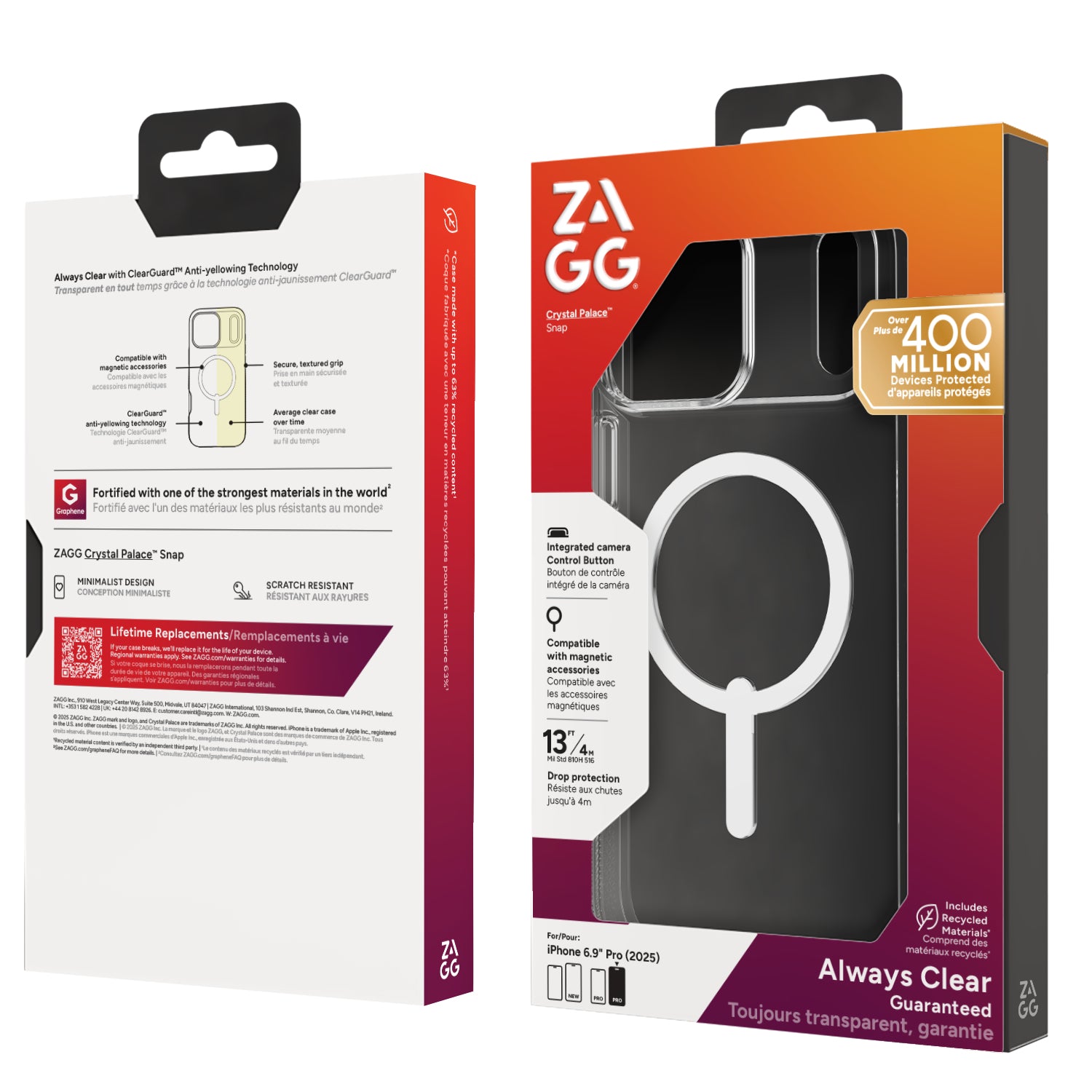 ZAGG Crystal Palace Snap Backcover – für Apple iPhone 17 Pro Max, Graphen, Transparent, bis 4 m Sturzsicher