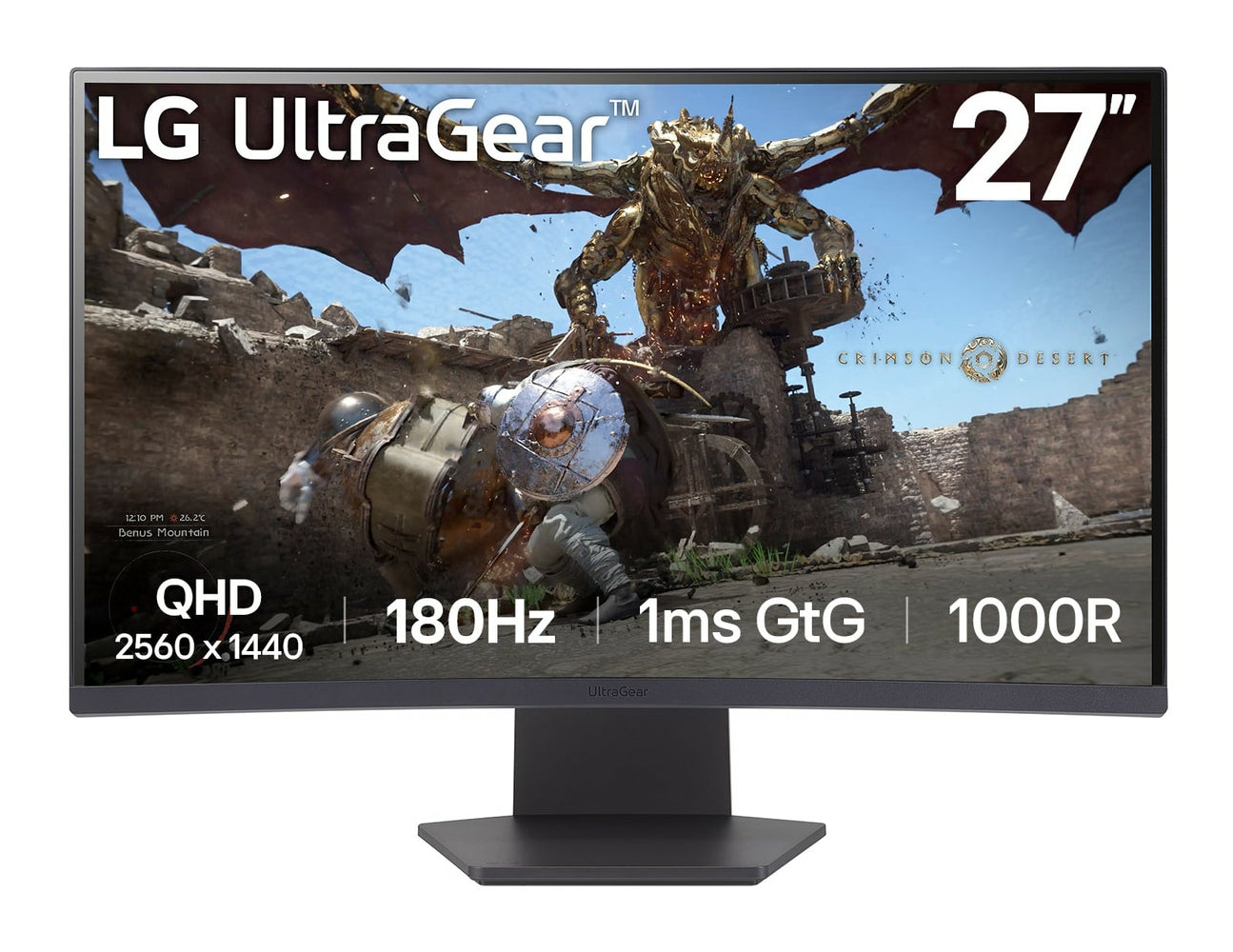 LG 27GS60QC-B – 27" Curved, 2560 × 1440 (WQHD), VA, 180 Hz, HDR10